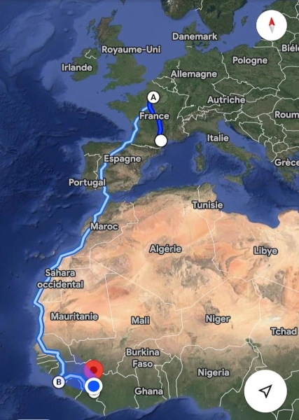 Carte trajet Guinée